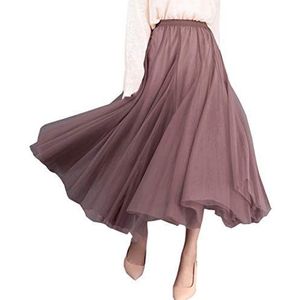 Vrouw Rok Tulle Fashion Folds Princess Skirts Life Elastic for Dance Party Rood