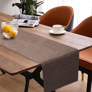 Tafelloper Lente, modern, afwasbaar, tafelloper, linnenlook, waterafstotend, voor eetkamer, party, vakantie, decoratie (donkerbruin, 40 x 140 cm)