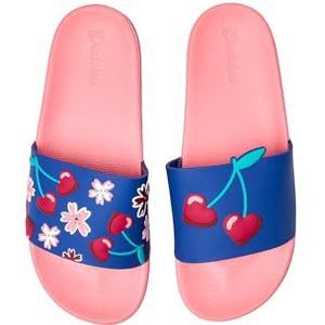 Dedoles Slides & Slippers voor Dames, Heren & Kinderen Zwembad Sandalen Grappige Boeken Koffie Feest Pizza Vos Beer Lama Wolken Schoeisel Cadeau, kleur: Roze, motief: Kersenliefde, grootte: 36