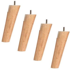 Massief houten meubelpoten, sofa voeten, Set van 4 conische bankvervangende poten, rubberen houten kastvoeten, met M6 draadstang, houtkleur (schuin 60 cm (23,6 inch)) (Color : Slanted, Size : 12cm)