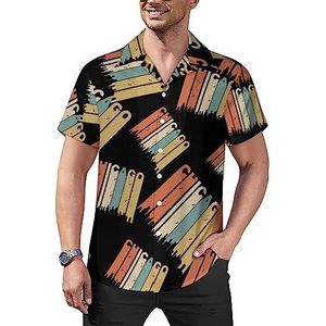 Retro jaren '70 Chicago heren casual button-down shirts korte mouw Cubaanse kraag T-shirts tops Hawaiiaans T-shirt 2XL