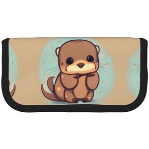 gopoo Leuke Otter Leuke Canvas Potlood Pouch - Georganiseerde Opslag voor Reizen & Dagelijks Gebruik Etui, Make-up Pouch