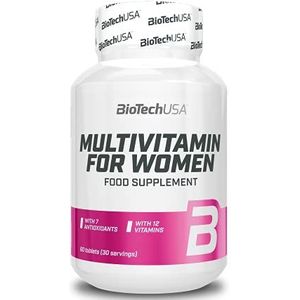 BioTechUSA Multivitamin For Women | 12 Vitaminen + 11 Mineralen | Energie, Botten, & Immuun Ondersteuning | Antioxidant Boost, 60 tabletten