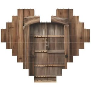 Rustieke kraam houten deur legpuzzel - hartvormige bouwstenen puzzel-leuk en stressverlichtend puzzelspel