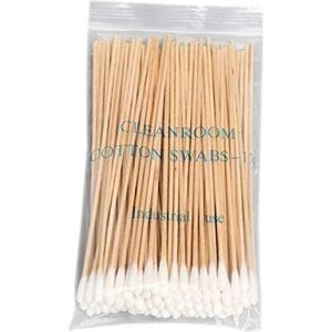 100/200Pcs 6 Inch Lange Houten Handvat Wattenstaafjes Single-Head Cleaning Steriele Sticks Applicator Voor Wond Schoon Olie Make-up Oogschaduw Borstel Remover Tool Lange Houten Handvat Wattenstaafje