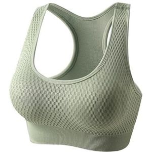 HDXWIFD Sport-bh's met hoge ondersteuning voor dames, gewatteerde naadloze bh's voor actieve slijtage, stretch crop-tops vest voor yoga hardlopen joggen sportschool(Color:Pea-green,Size:S)