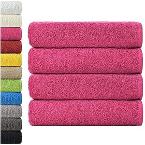 NatureMark 4-Delig Badstof Handdoeken, 70 x 140 cm, 100% Katoen, Pink Rose