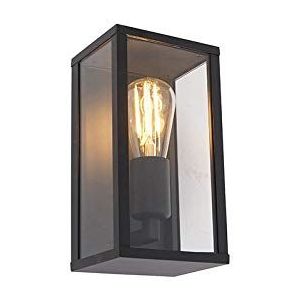 QAZQA - Industrieel | Industrie wandlamp zwart 26 cm IP44 - Charlois | Buitenverlichting - Aluminium Rechthoekig - E27 Geschikt voor LED - Max. 1 x 40 Watt