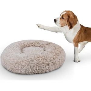Huisdierbed Fluffy Ø 70cm (beige) XL - hondenkussen rond, wollig, Oeko-Tex, antislip en wasbaar - hondenbed kattenbed honden & katten