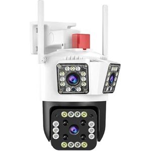 Bewakingscamera, 6K IP Outdoor 12MP Camera Motion Tracking PTZ 4K Videocamera Drie Lens Drie Scherm Waterdicht Beveiligingssysteem(6K 12MP add 128G)