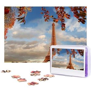 Eiffeltoren Parijs Herfstpuzzels 300 stuks gepersonaliseerde legpuzzels foto's puzzel voor familie foto puzzel voor volwassenen bruiloft verjaardag (74,9 cm x 50 cm)