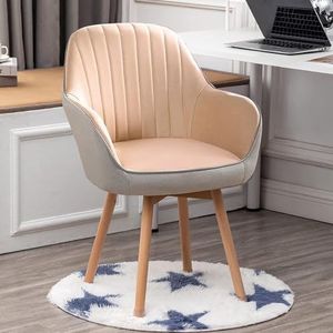 Comfortabele draaibare houten eetkamerstoelen - Fauteuils in Mid Century-stijl met fluwelen bekleding for modern kantoor of kaptafel - Geen wielen inbegrepen (Color : Khaki 2, Size : 41x41x87cm(16x1