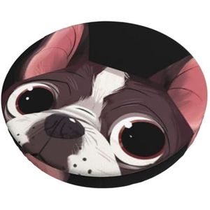 GRatka Hoes voor ronde kruk, hoes voor barstoel, antislip zitkussen voor thuisbar, 30 cm, Boston Terrier Nature