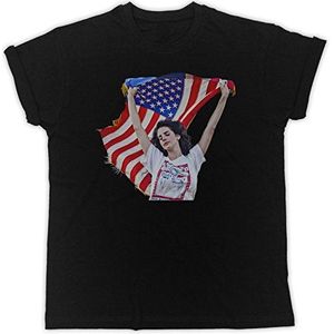 Lana Del Rey Amerikaanse vlag vliegen grappig cadeau ontwerper unisex T-shirt, Zwart, L