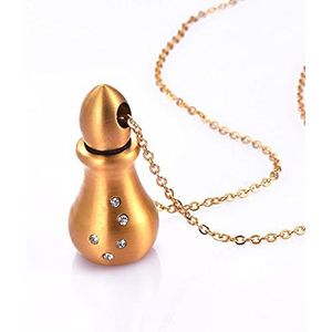 SASHUN XLIAN326 Rose Goud/Goud Roestvrij Staal Crematie Sieraden Parfum Fles Kalebas Memorial Ash Keepsake Ketting Urn Hanger Pet Memorial (Metalen kleur: Goud)