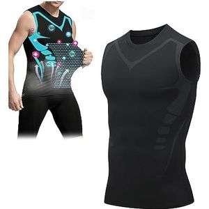 2023 New Version Ionic Shaping Sleeveless Shirt, Version Energxcel Ionic Shaping Vest, Men Ice Silk Body Shaper T-Shirt (S,A)