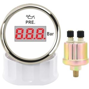 Digitale 0-5 bar, 0-10 oliemeter met sensor 1/8 NPT rode achtergrondverlichting 52 mm oliedrukmeter indicator auto boot(WS 0-10Bar)