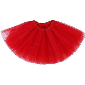 Ruiuzioong Teen tutu, rok voor volwassenen, voor dames, klassiek, elastisch, 4 lagen tule, rok voor verkleedpartijen, ballet, dansen (rood)