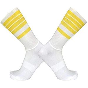 Fietsen Sokken Antislip Siliconen Zomer Aero Witte Lijn Fietsen Sport Running Sokken, Gele streep, L