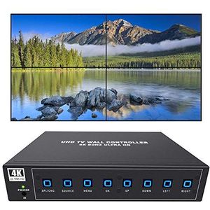 ISEEVY 4K60 UHD Video Muur Controller 2x2 1x2 2x1 1x3 3x1 1x4 4x1 TV Muur Controller voor 4 TV Splicing Display Ondersteuning 3840x2160@60Hz Ingangen en Draaien 90 Graden voor Portret Mode Schermen