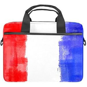 Vlag Frankrijk Laptop Schouder Messenger Bag Crossbody Aktetas Messenger Sleeve voor 13 13.3 14.5 Inch Laptop Tablet Beschermen Tote Bag Case, Meerkleurig, 11x14.5x1.2in /28x36.8x3 cm