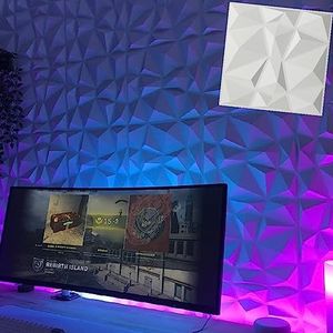 25 stuks 3D wandpanelen wandtegels 3D witte diamant getextureerde PVC wandtegels behang voor speelkamer, woonkamer, slaapkamer, wasruimte, keuken fotografie, 30 x 30 cm