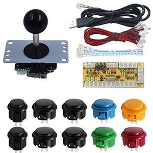SJ@JX Arcade Game Controller Button Microswitch 8 Way Joystick Zero Delay USB Encoder Cable Stick DIY Kit for PC MAME Retropie Raspberry Pi