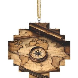 Kompas En Oude Wereld Kaarten Spannende Diamant Bouwsteen Puzzel-Engaging,Stress-Verlichtende Leuke Puzzel