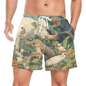 Art Vintage Animals Evolution Zwembroek voor heren, sneldrogend, met zakken, Leuke mode, L