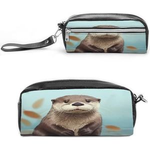 MNVTSKOP Leuke Otter Make-uptas Kleine Cosmetische Reistas Draagbare Briefpapier Organizer voor Vrouwen Leraar