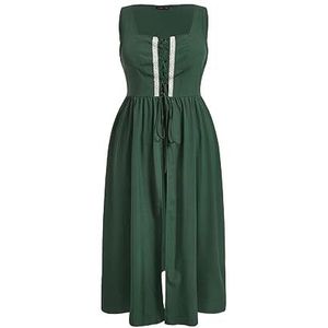 voor vrouwen jurk Plus kanten jurk met knoop aan de voorkant (Color : Gr�n, Size : 3XL)