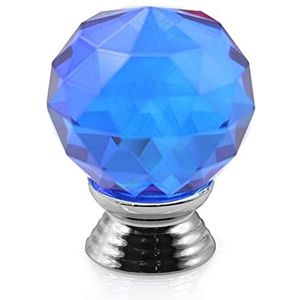 Glazen Lade Knoppen, 30 mm kristalglas knoppen kleurrijke kristallen bol kast trekt ladeknoppen (kleur: rood) (kleur: blauw) (Color : Blu)