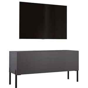 3E 3xE living.com TV-kast antraciet met poten in zwart, A: B: 100 cm, H: 52 cm, D: 32 cm. TV-meubel, tv-tafel, tv-bank