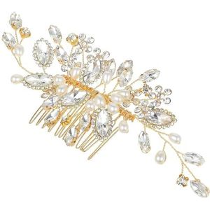 Hanjing 1 Stuk Bruids Kam Strass Haar Kam Haaraccessoires Bruids Bruiloft Haaraccessoires Handgemaakte Bruiloft Haar Kam Clip Parel Bruidsmeisje Side Kam Kristal Haaraccessoires