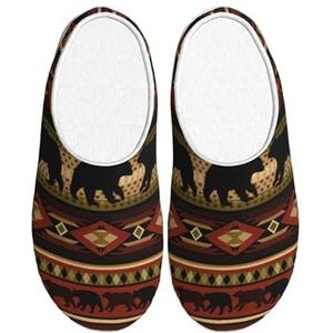 EdWal Beer Print Winter Warme Slippers Indoor Anti-slip Pluche Slippers Ontspannen Thuis voor Vrouwen Mannen, Zwart, 37.5 EU