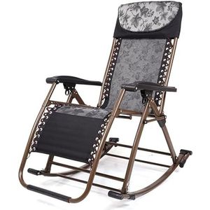 GEIRONV Nul-zwaartekracht ligstoelen, vrijetijds oudere stoel schommelstoel tuin fauteuil ademhelbare en koele vouwstoelen Fauteuils (Color : Black)