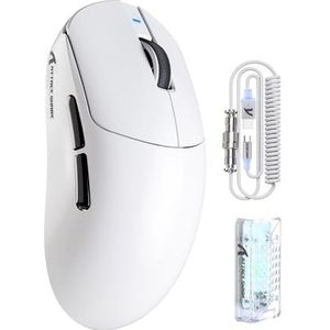 ATTACK SHARK X8PRO 55g ultralichte draadloze gamingmuis met spiraalkabel voor middelgrote/grote handen, 8K polling rate, tri-mode 2.4G/bedraad/Bluetooth, 500 mAh, 40000DPI,PAW3395 optische sensor-wit
