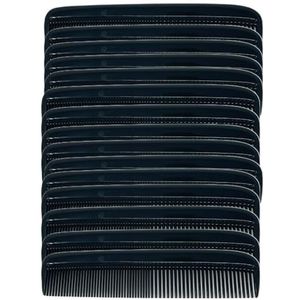 G.B.S (15 Pack) Pocket Comb Zwart Onbreekbaar Ronde Tanden Cursus Fijne Pocket Baard & Snor Kammen voor Heren Haar (zwart, 15 Inch (Pack van 15))