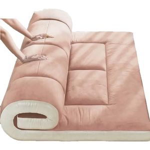 HHDOMLTH Roll-Up Kingsize matras, vloerbed, tatami, opvouwbaar, zacht, drukverminderend, ademend, vloerligstoel, logeerbed voor campingbank, tweepersoons volledige queensize (roze, 120 x 200 cm)