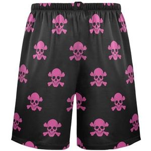 LI ZHI XIN Herenpyjamabroek, korte pyjamabroek, zomer casual shorts, elastische tailleband met trekkoord, rechte losse pasvorm met 2 zakken, S-XXL schedelpatroon, Meerkleurig, S