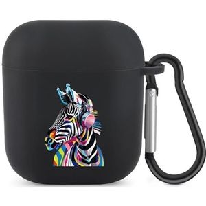 Graffiti Zebra Dragen Hoofdtelefoon Leuke Case voor AirPods 2 & 1 Shockproof Beschermende Hoofdtelefoon Gevallen Cover Met Sleutelhanger voor Mannen Vrouwen