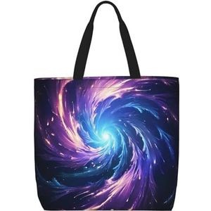 DEHIWI Galaxy Energy Tote Bag Voor Vrouwen Waterdichte Casual Schoudertas Met Rits Kruidenier Handtassen Voor Kantoor Winkelen Reizen, Zwart, One Size