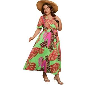 yk8fass Jurk met korte mouwen en print dh-8878, Groene sinaasappels, 5XL