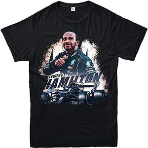 Ktrs Lewis Hamilton Formula 1 T-Shirt, Racing Driver Car Racers Speed Retro Gifts Shirt Top Short Sleeve Black L