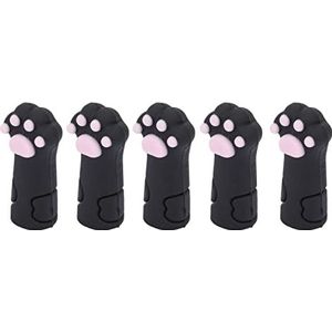 Zachte Siliconen Cuticle Schaar Cover Protector Cat -vorm voor Nagel en Teennagels 5stcs - Siliconen Cuticle Trimmer Beschermende Mouw Lichtgewicht en Draagbaar (BLACK)