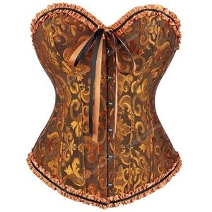 GMDNS Vrouwen Taille Cinchers Roze Corset Vrouwen Corset Top Plus Size Lace Corset Top Gold Corset Voor Vrouwen Overbuste, goudbruin, S