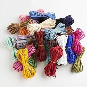 DAHI 54 stuks leren band, 3 mm, suède, 26 kleuren, voor armbanden, halskettingen, kralen, sieraden, doe-het-zelf, handgemaakt handwerk, kleurrijk, 54 meter