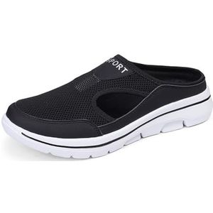 Men's Slip On Mules Lightweight Shoes Comfort Walking Shoes Breathable Slippers Closed Toe Slides (Color : Black, Size : EU 48)