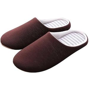 Winterwarme bontpantoffels for heren, paar antislip zachte schoenen for dames, comfortabele platte bodem for binnen (Color : Floor-Coffee, Size : 42-43)