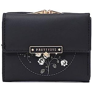 Dames portemonnee dames korte trifold clip tas portemonnee, Zwart, 11x8.5x3cm